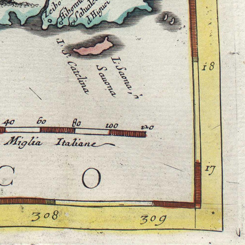 detail of the map from the bottom right corner