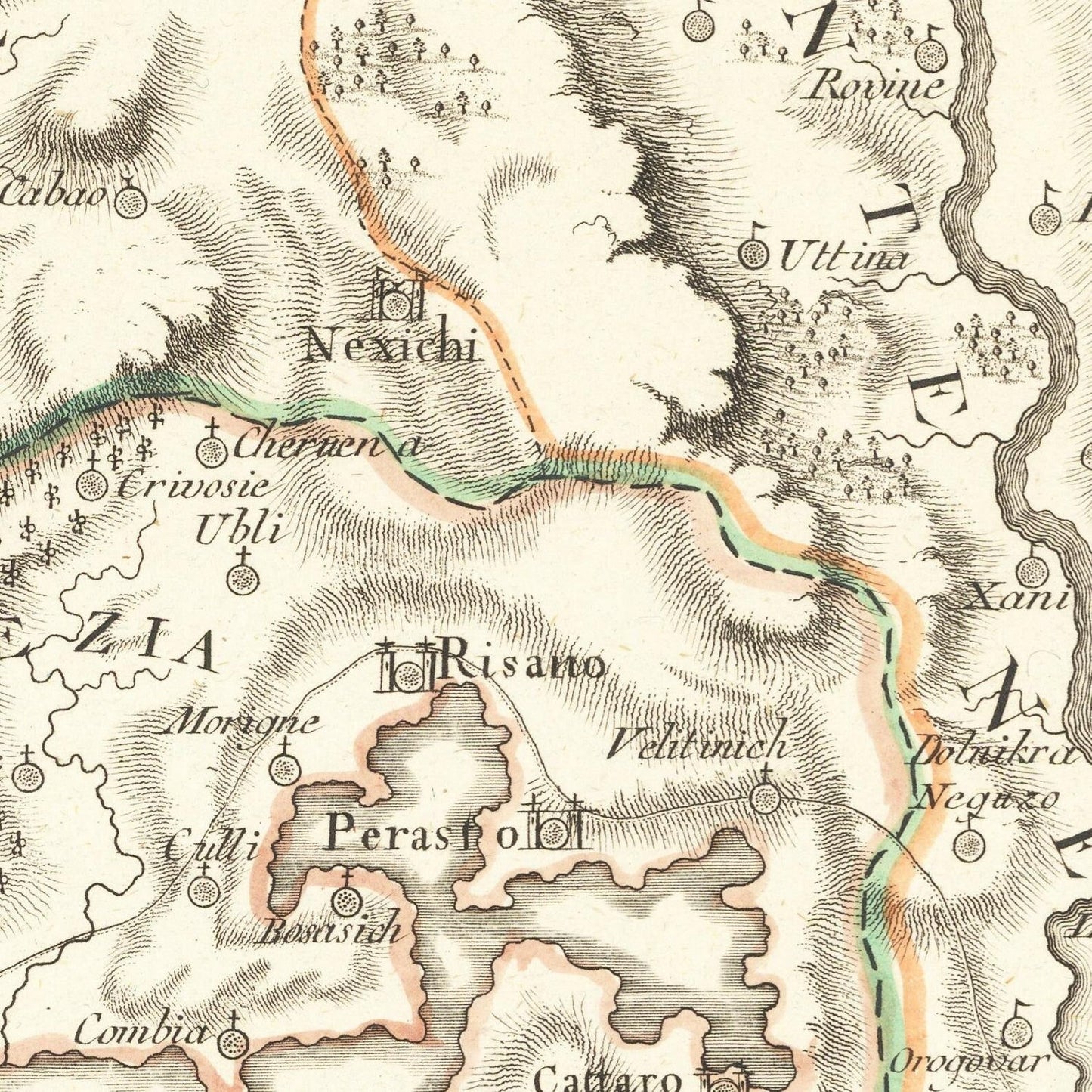 detail of the map from the centre