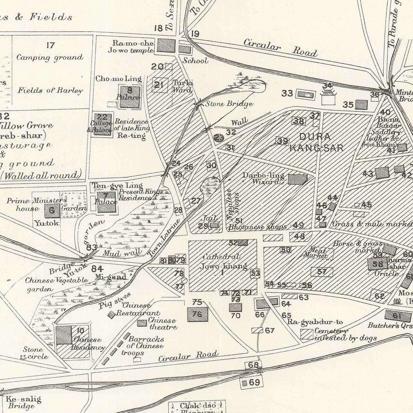 detail of the map from the centre