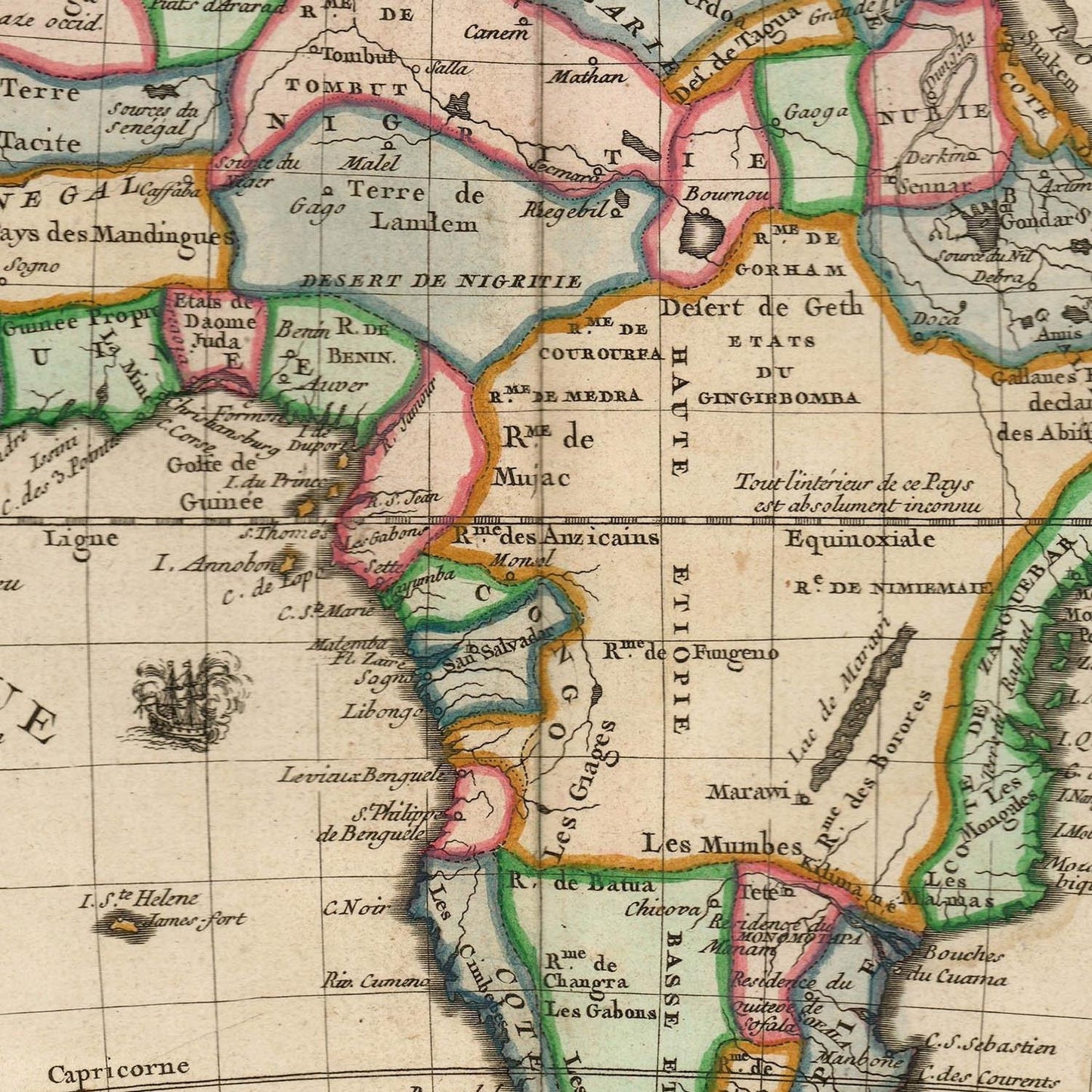 detail of the map from the centre