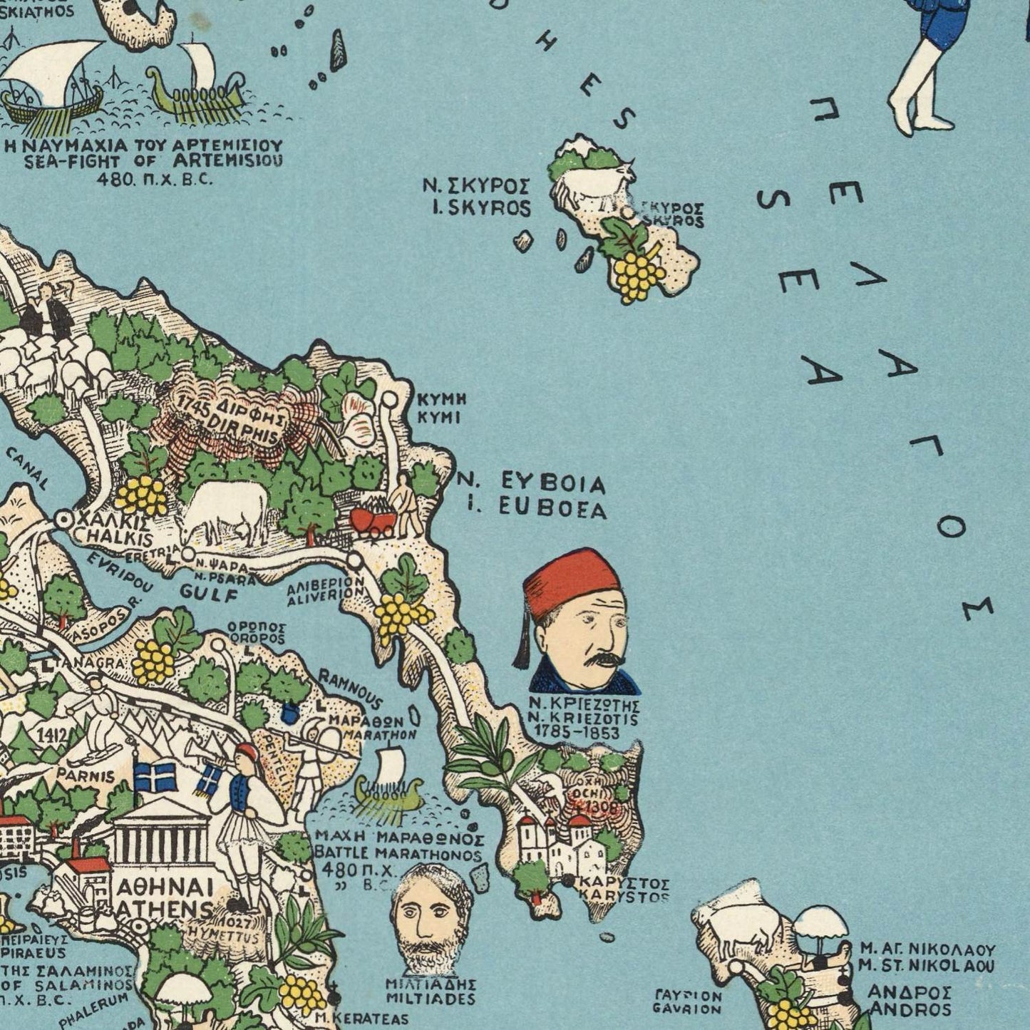 detail of the map from the centre