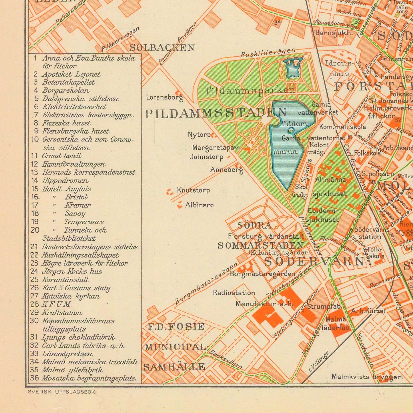 detail of the map from the bottom left corner