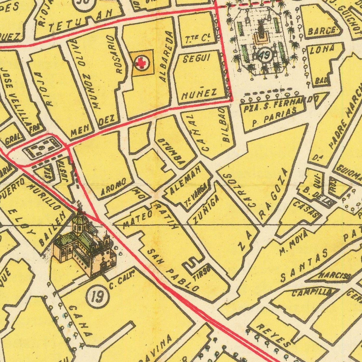 detail of the map from the centre