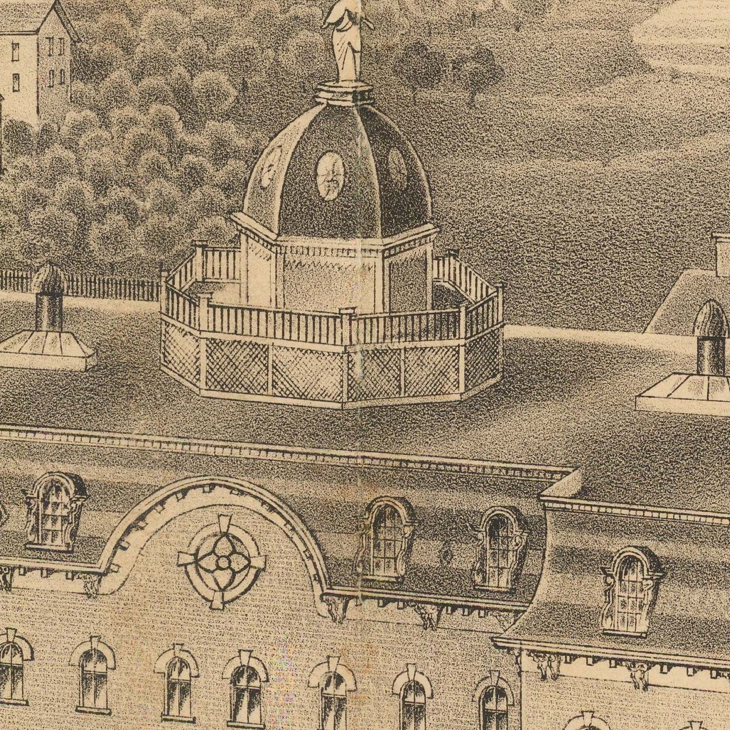 detail of the engraving reproduction from the centre