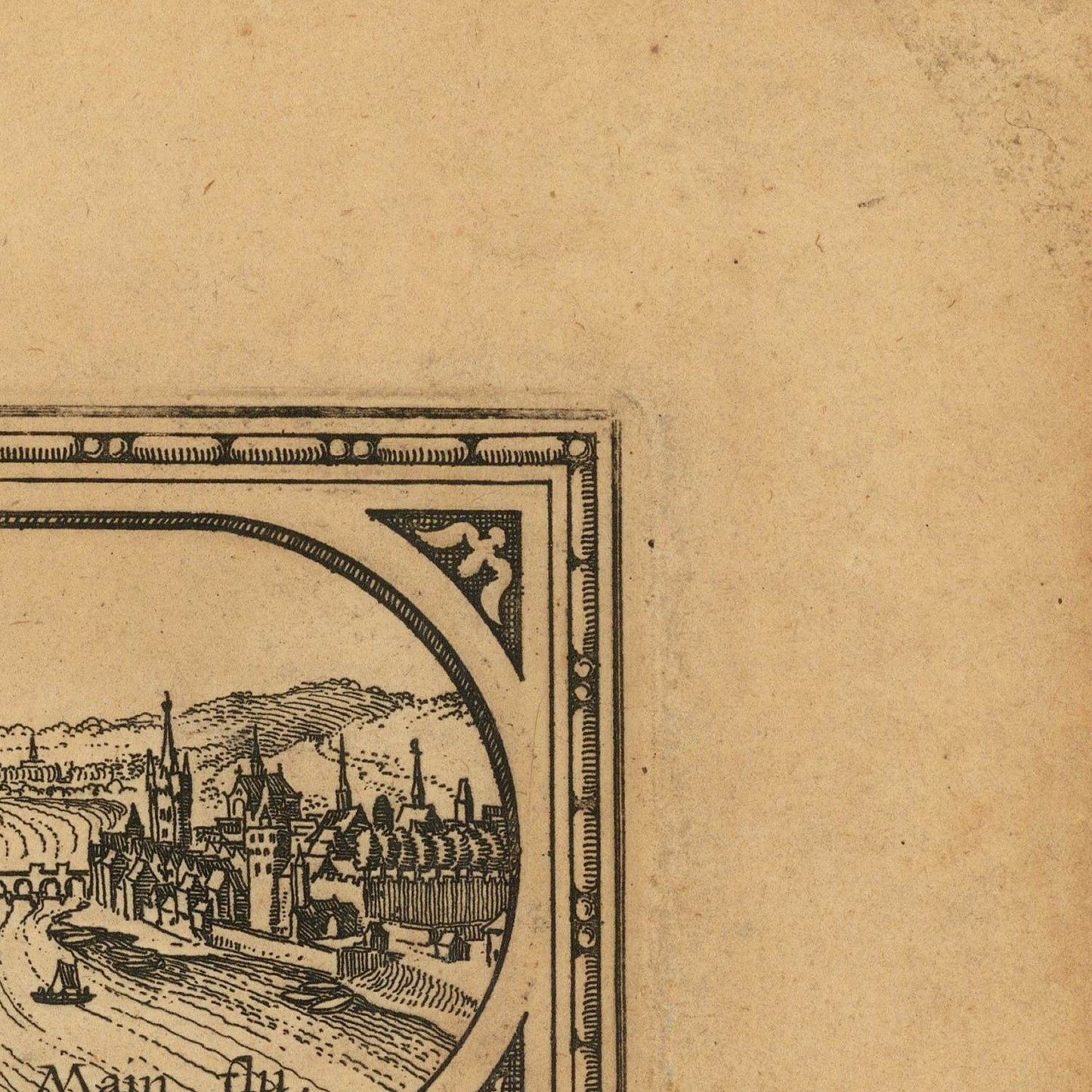 Ancient map of Rhine River Valley, 1652