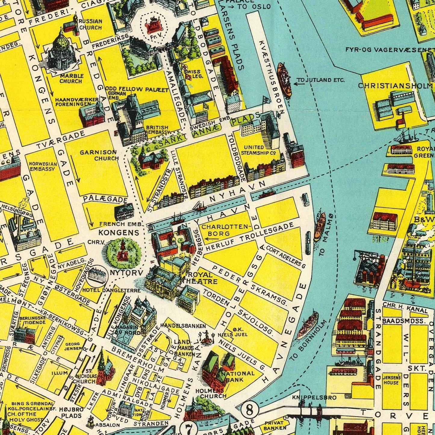 detail of the map from the centre left