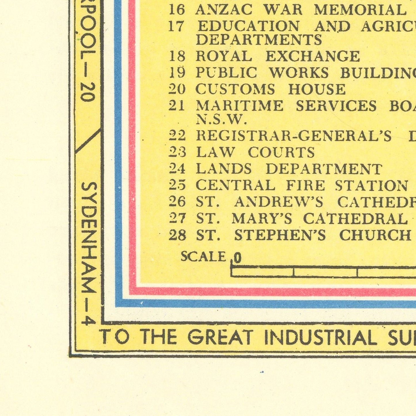 detail of the map from the bottom left corner