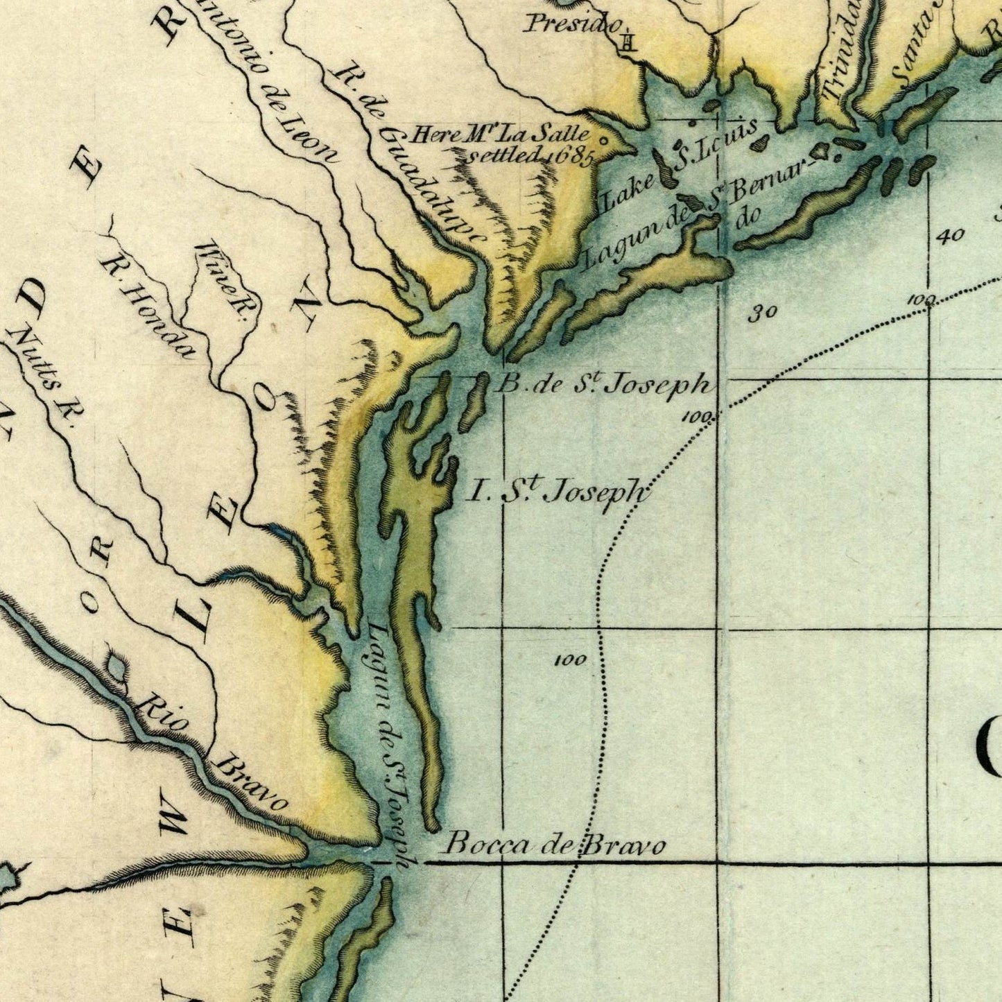 detail of the map from the centre left