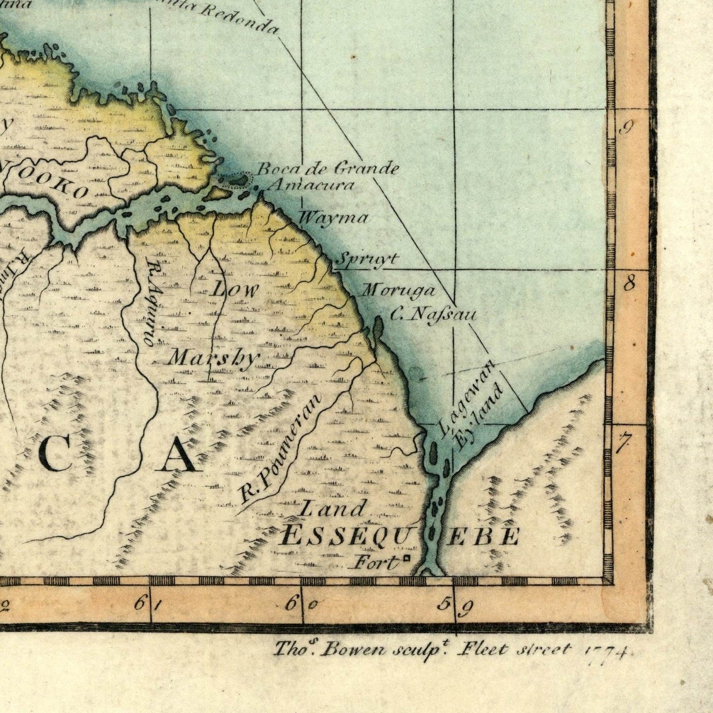 detail of the map from the bottom right corner