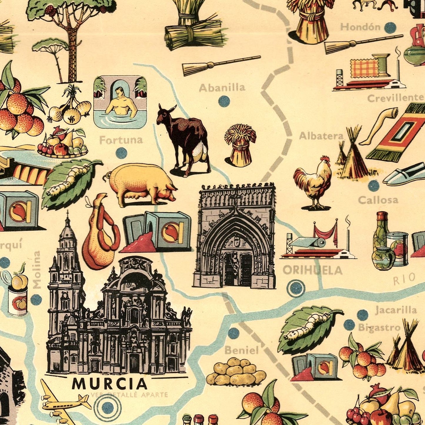 detail of the map from the centre