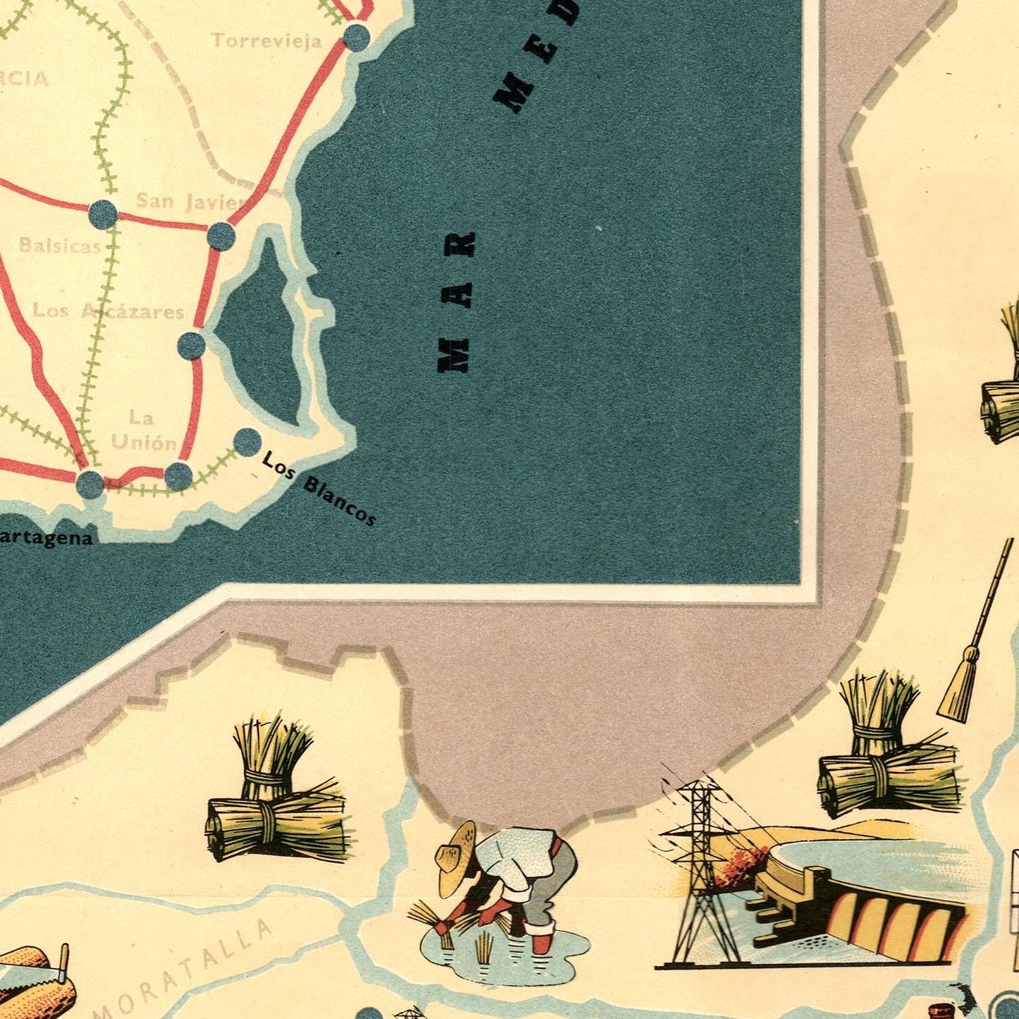 detail of the map from the centre left