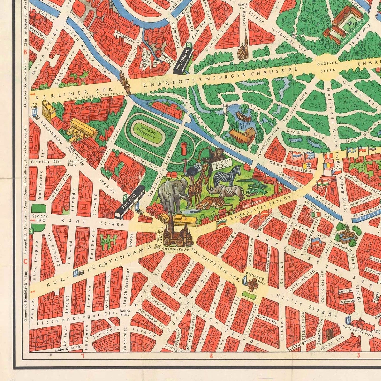detail of the map from the bottom left corner