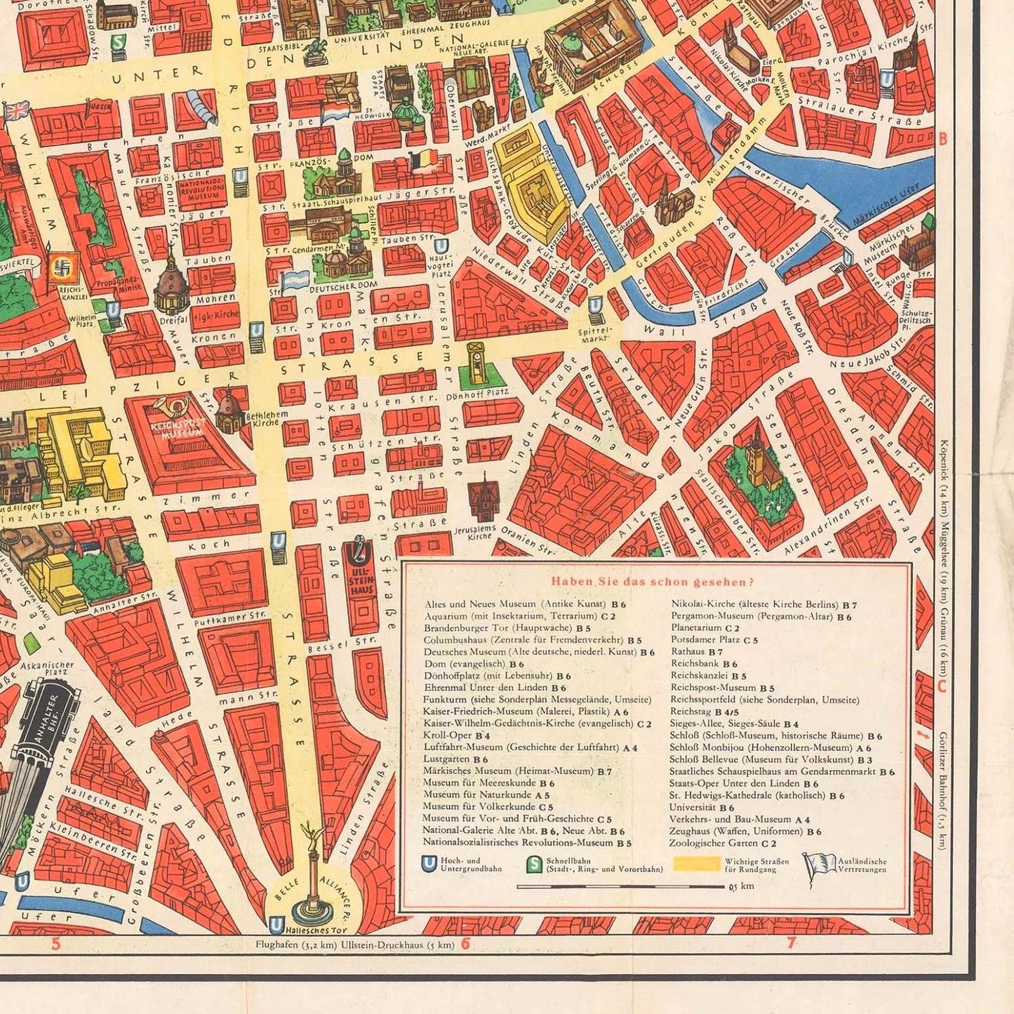 detail of the map from the bottom right corner