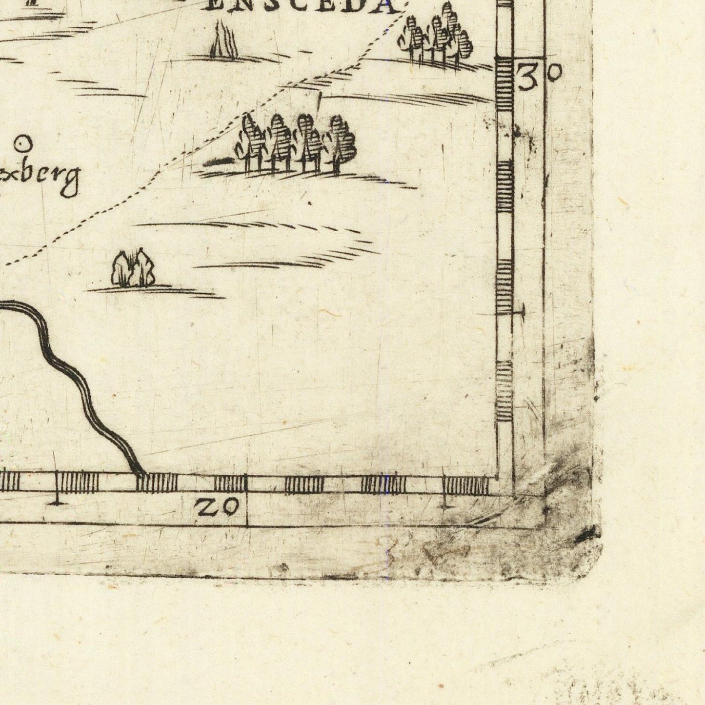detail of the map from the bottom right corner