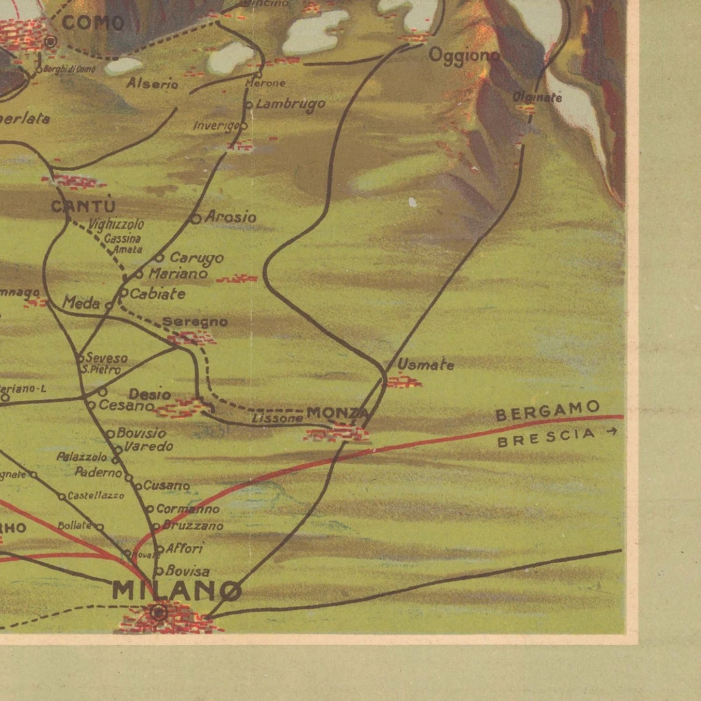 detail of the map from the bottom right corner