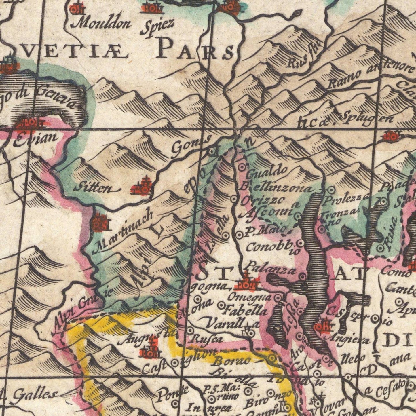 detail of the map from the centre left