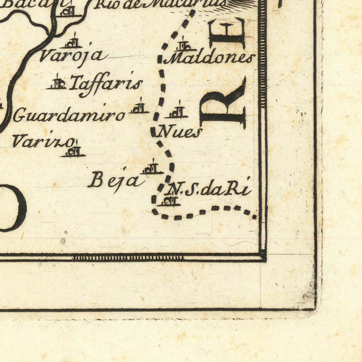 detail of the map from the bottom right corner