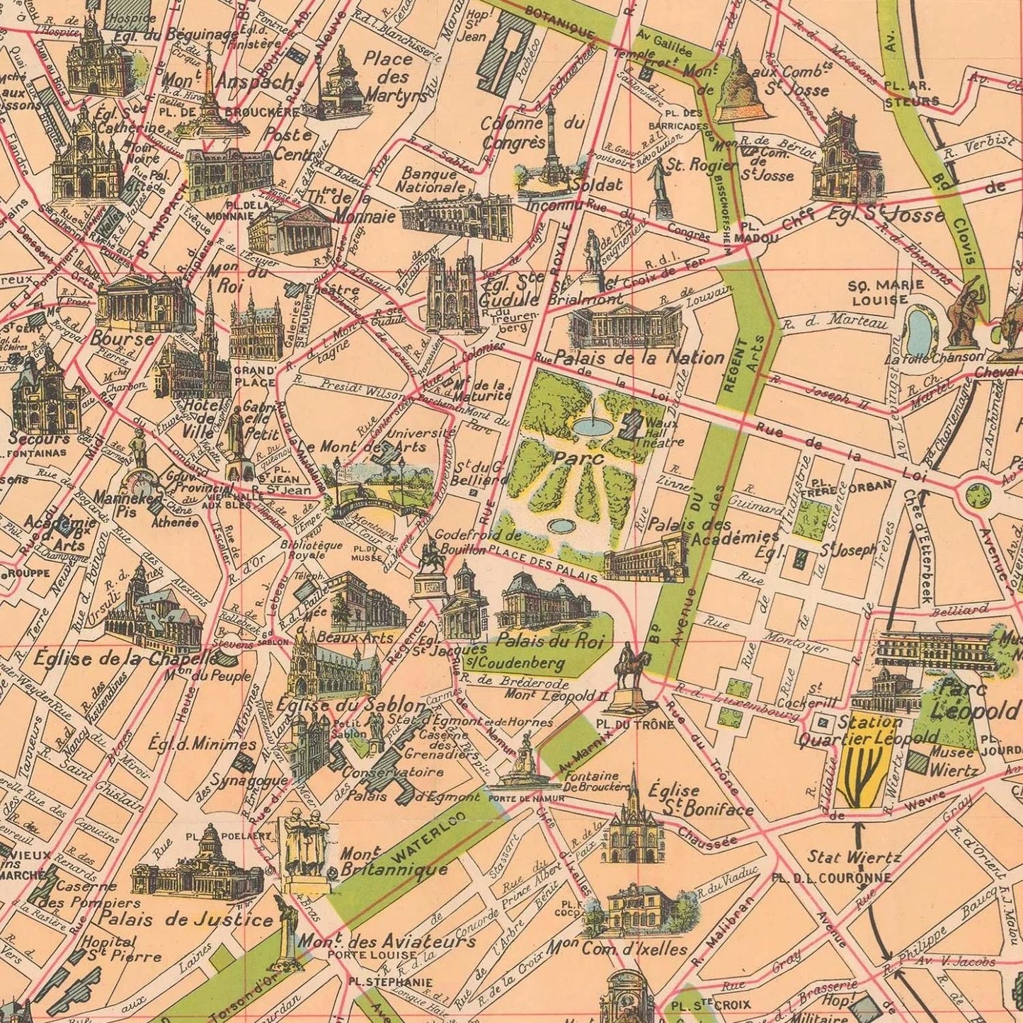 detail of the map from the centre left