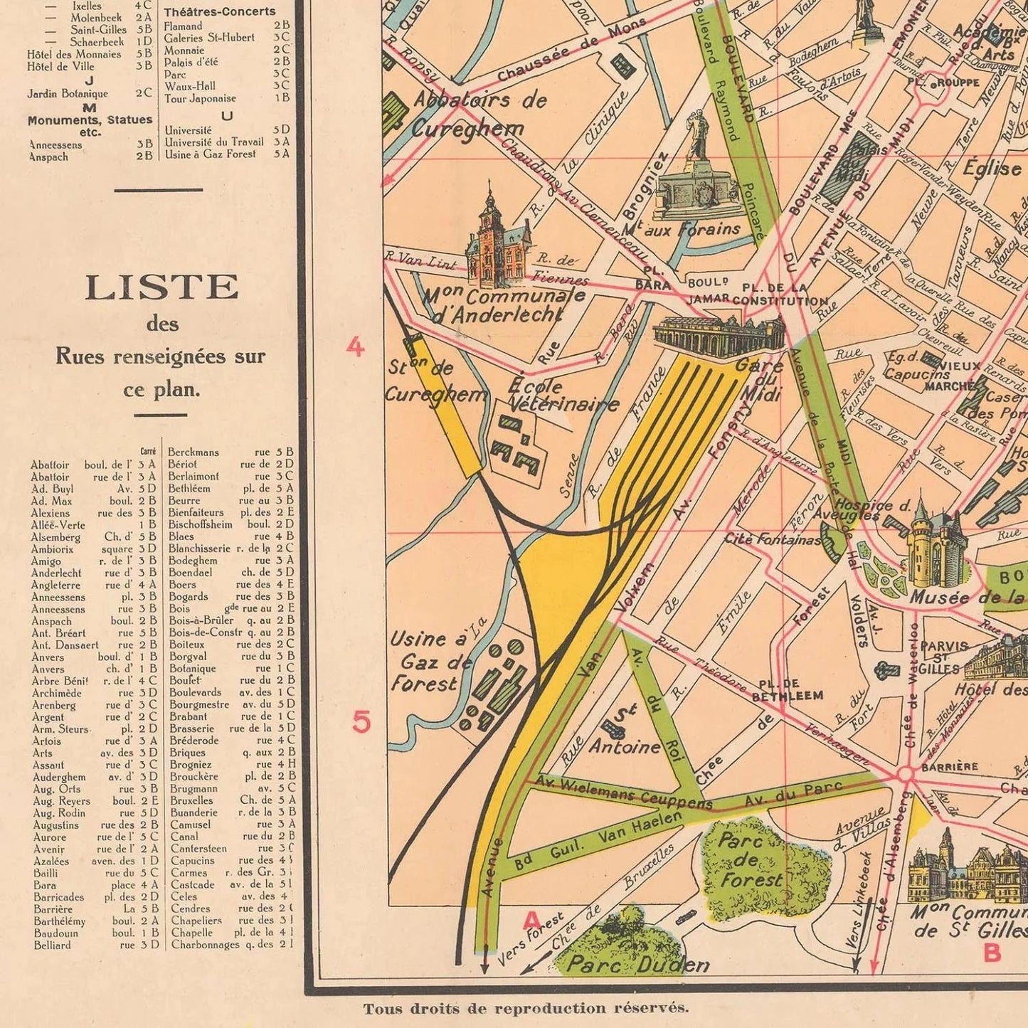 detail of the map from the bottom left corner