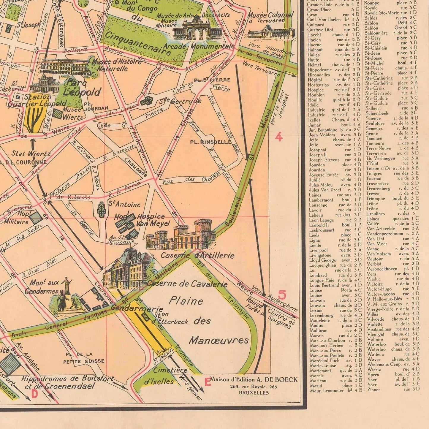 detail of the map from the bottom right corner