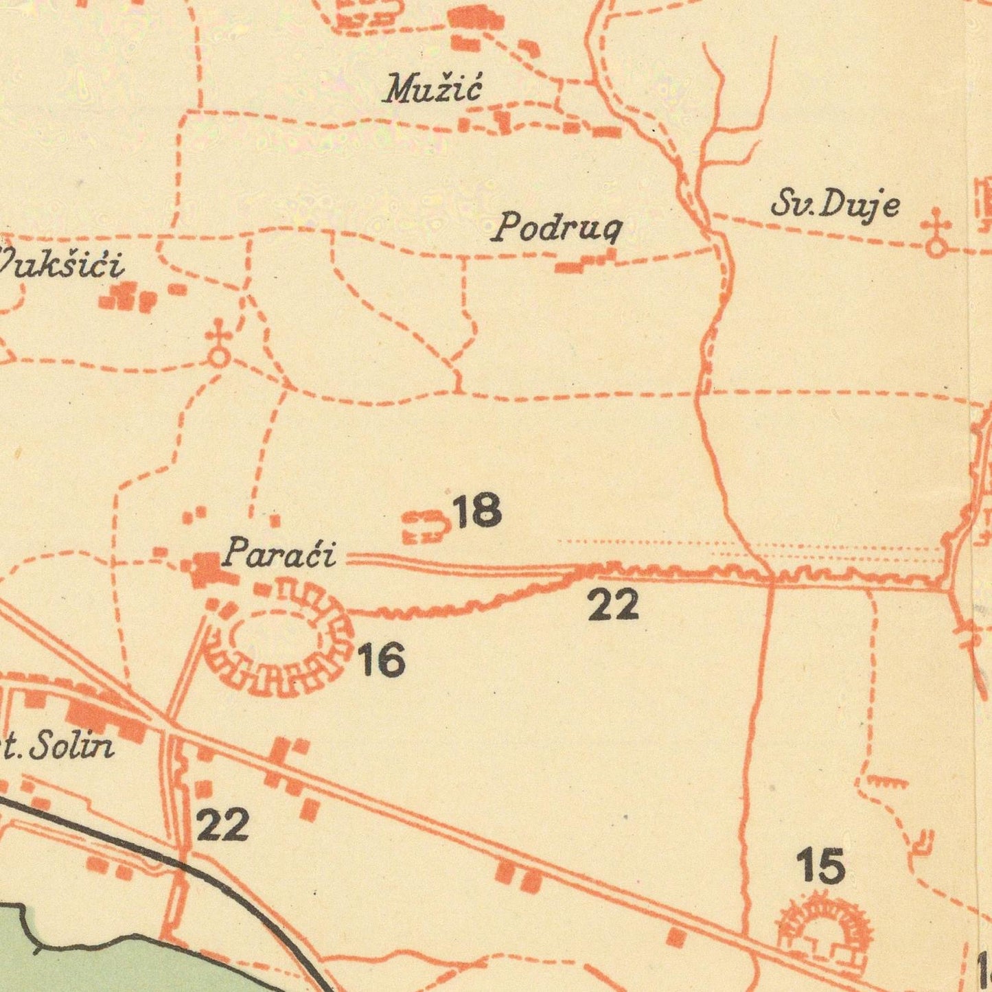 detail of the map from the centre left