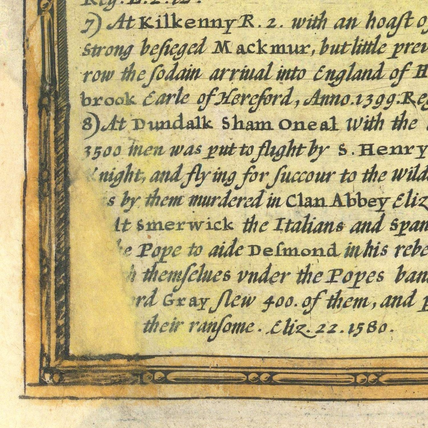 detail of the map from the bottom left corner
