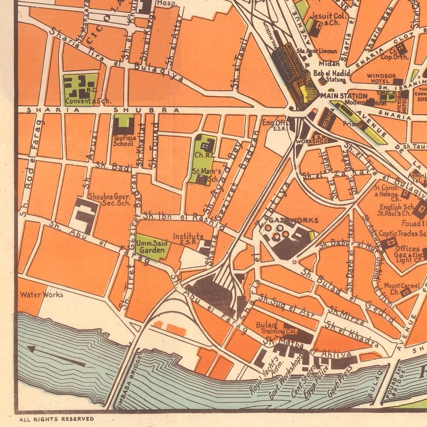 detail of the map from the bottom left corner
