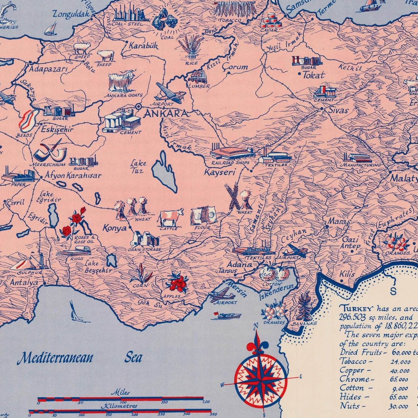 detail of the map from the centre left