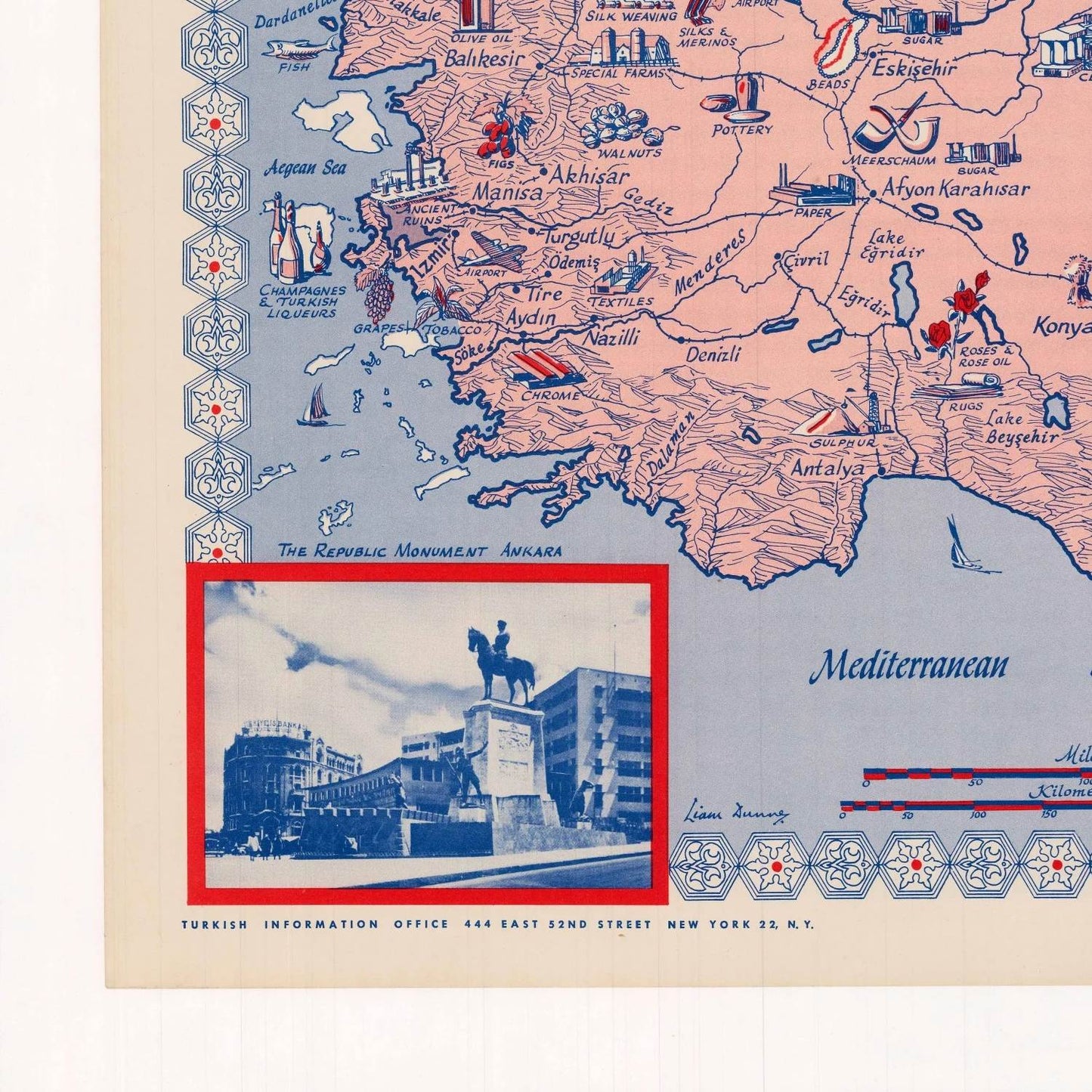 detail of the map from the bottom left corner