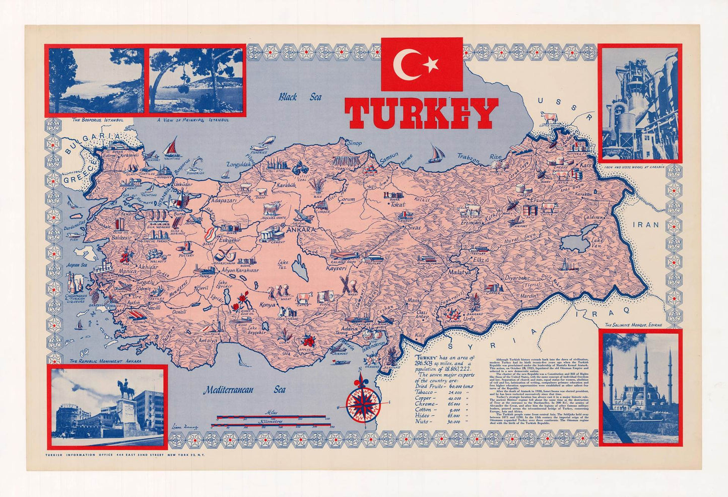 presentation of the map reproduction without a frame