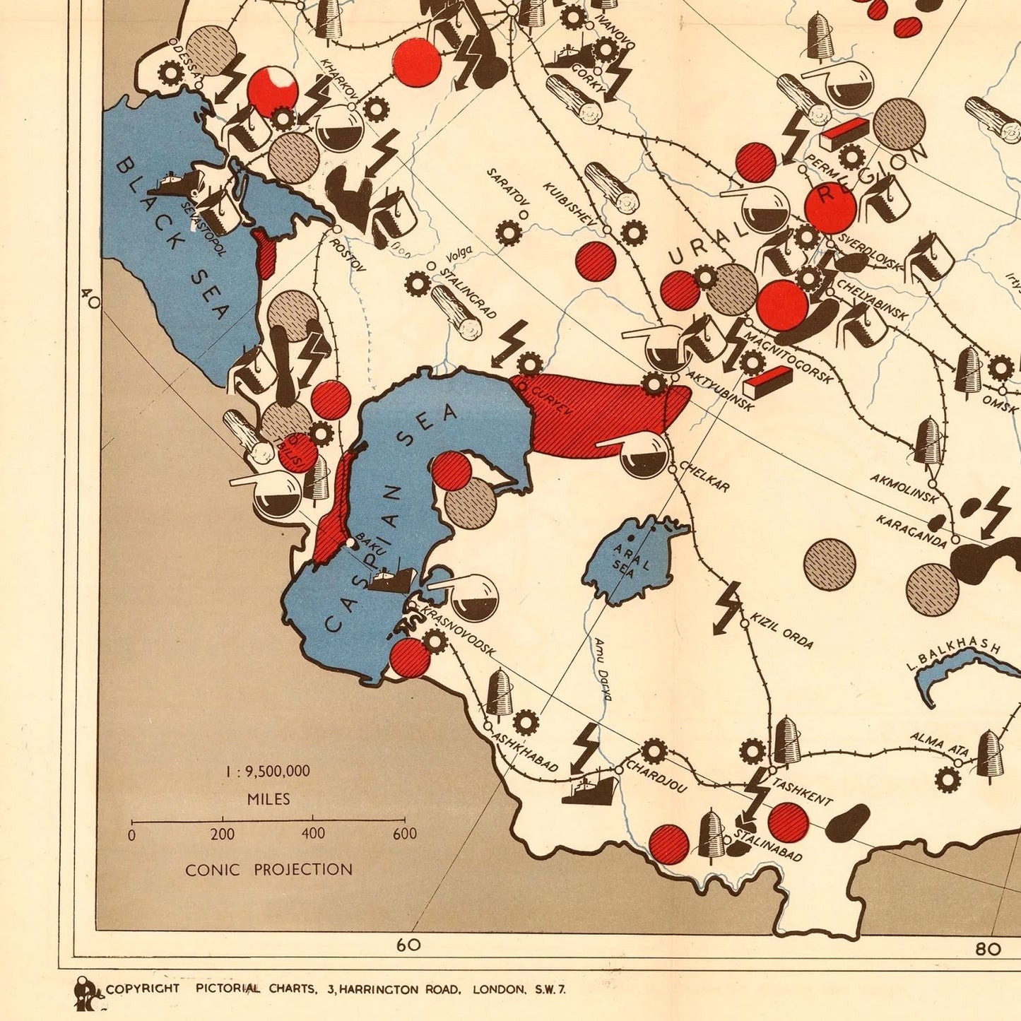 detail of the map from the bottom left corner