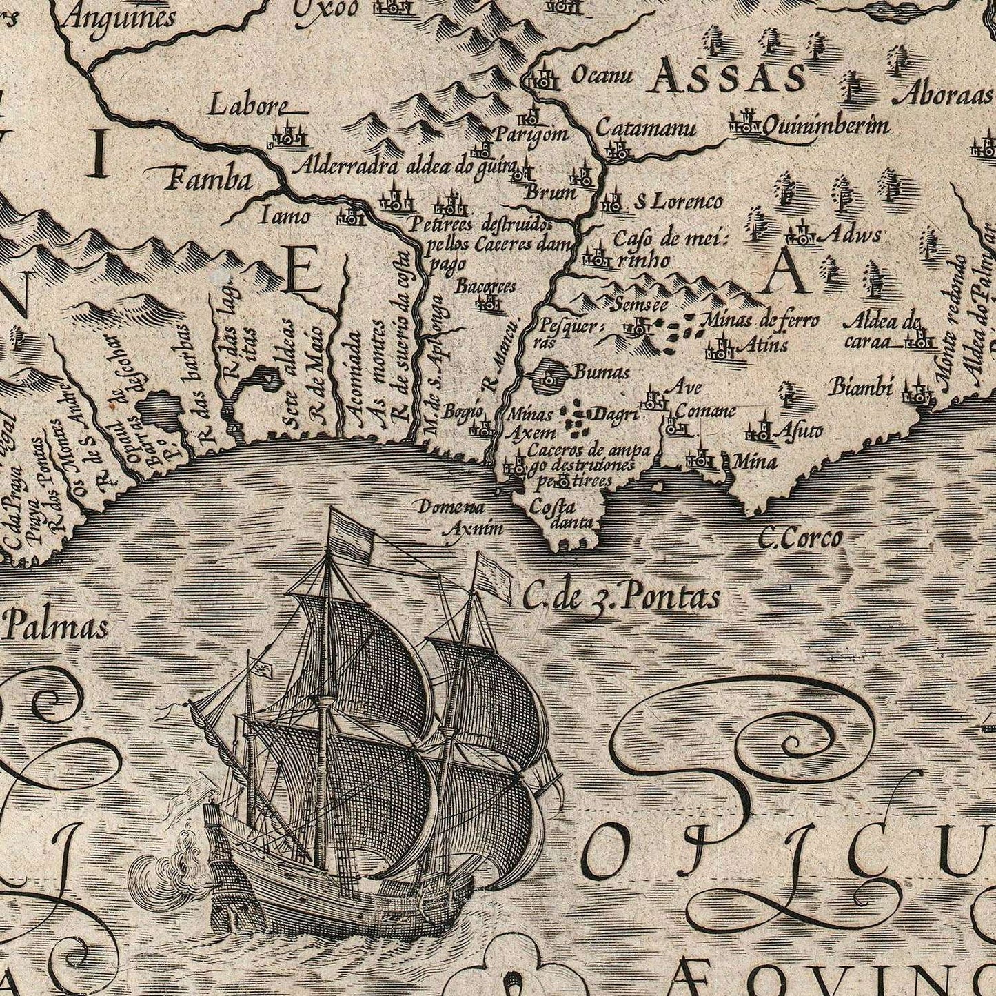 detail of the map from the centre