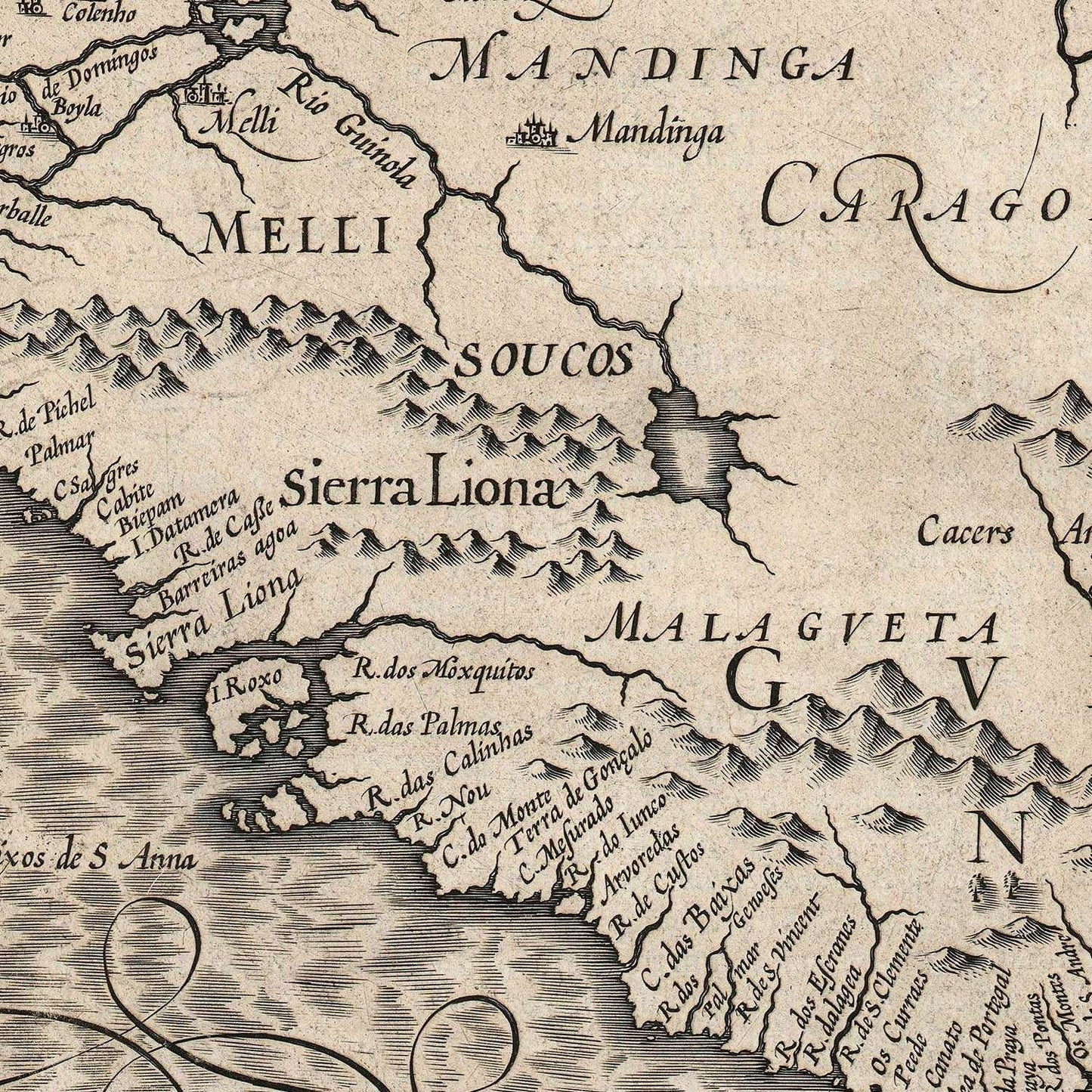 detail of the map from the centre left