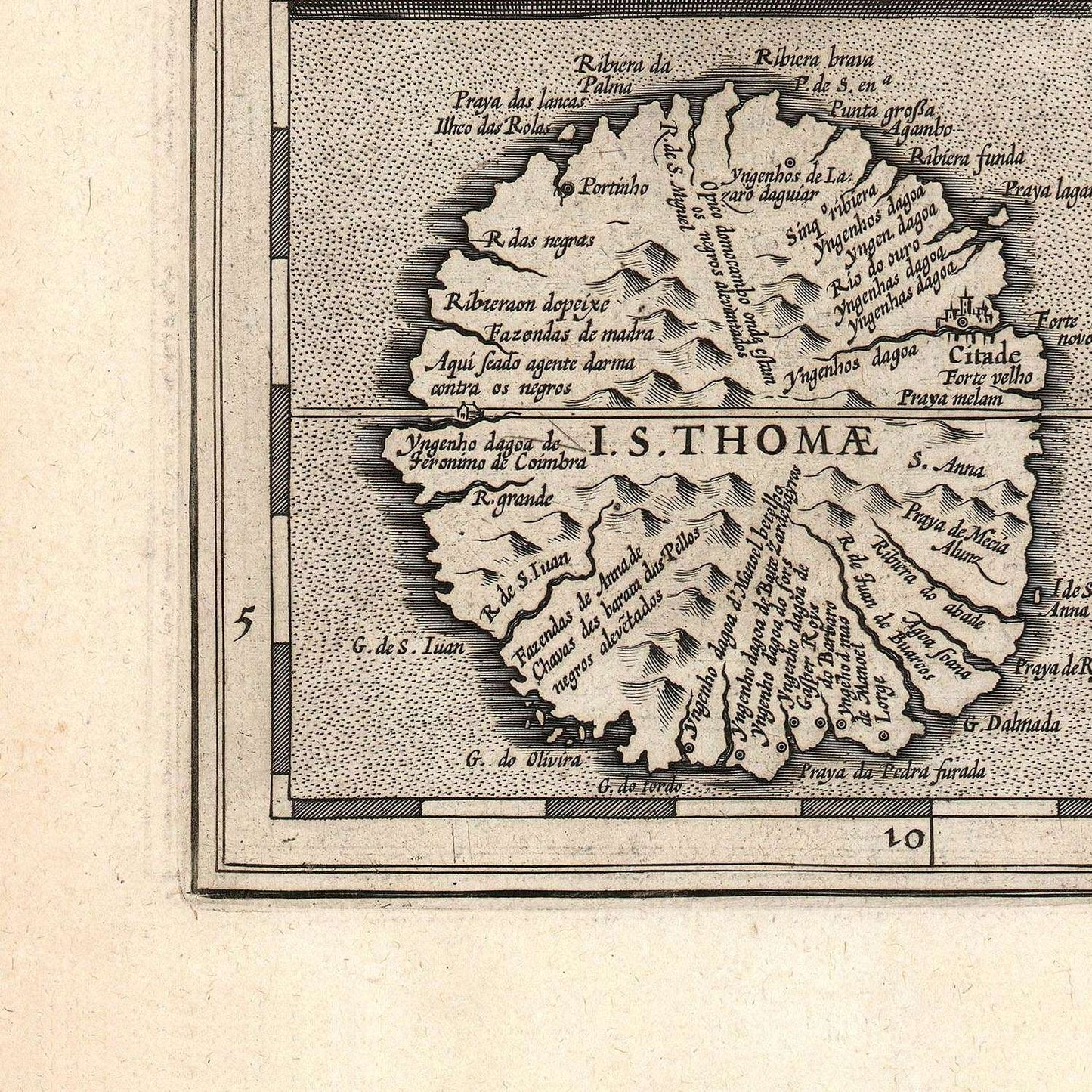 detail of the map from the bottom left corner