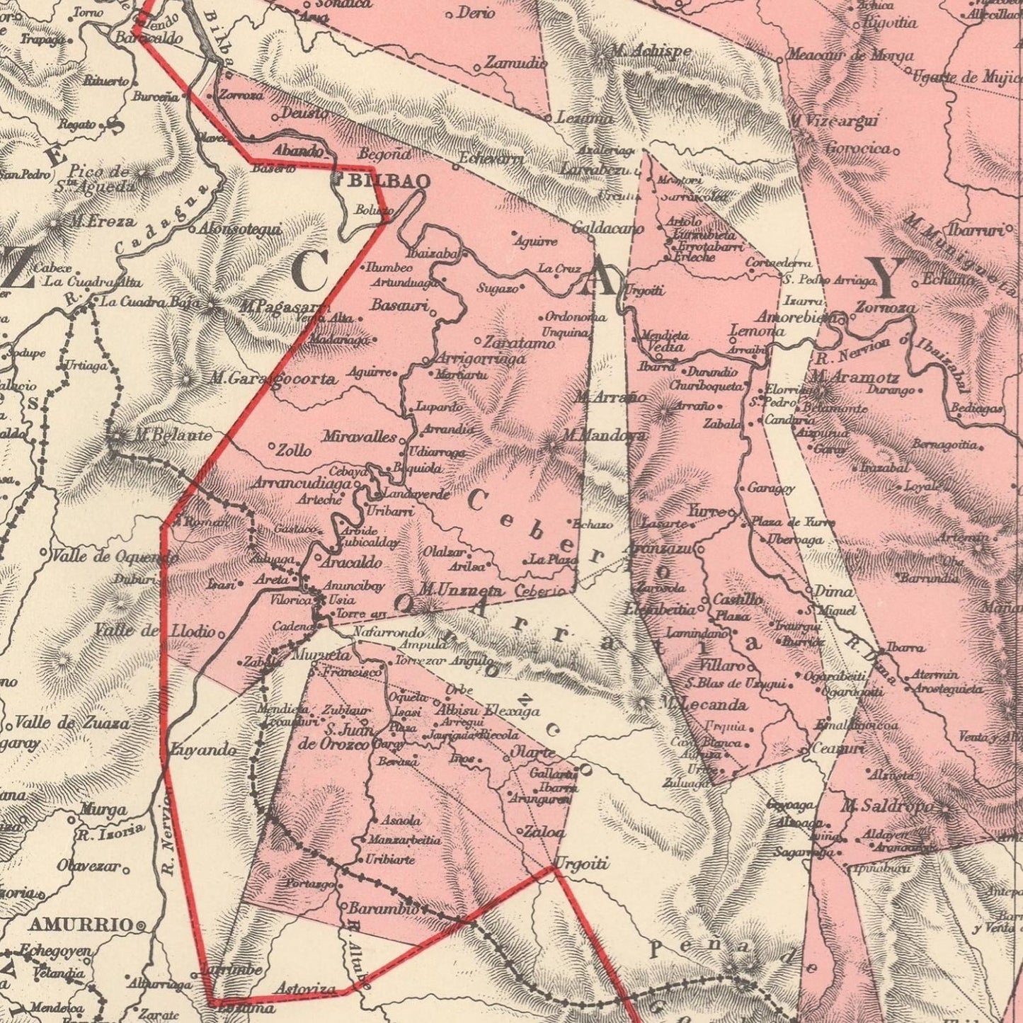 detail of the map from the centre left