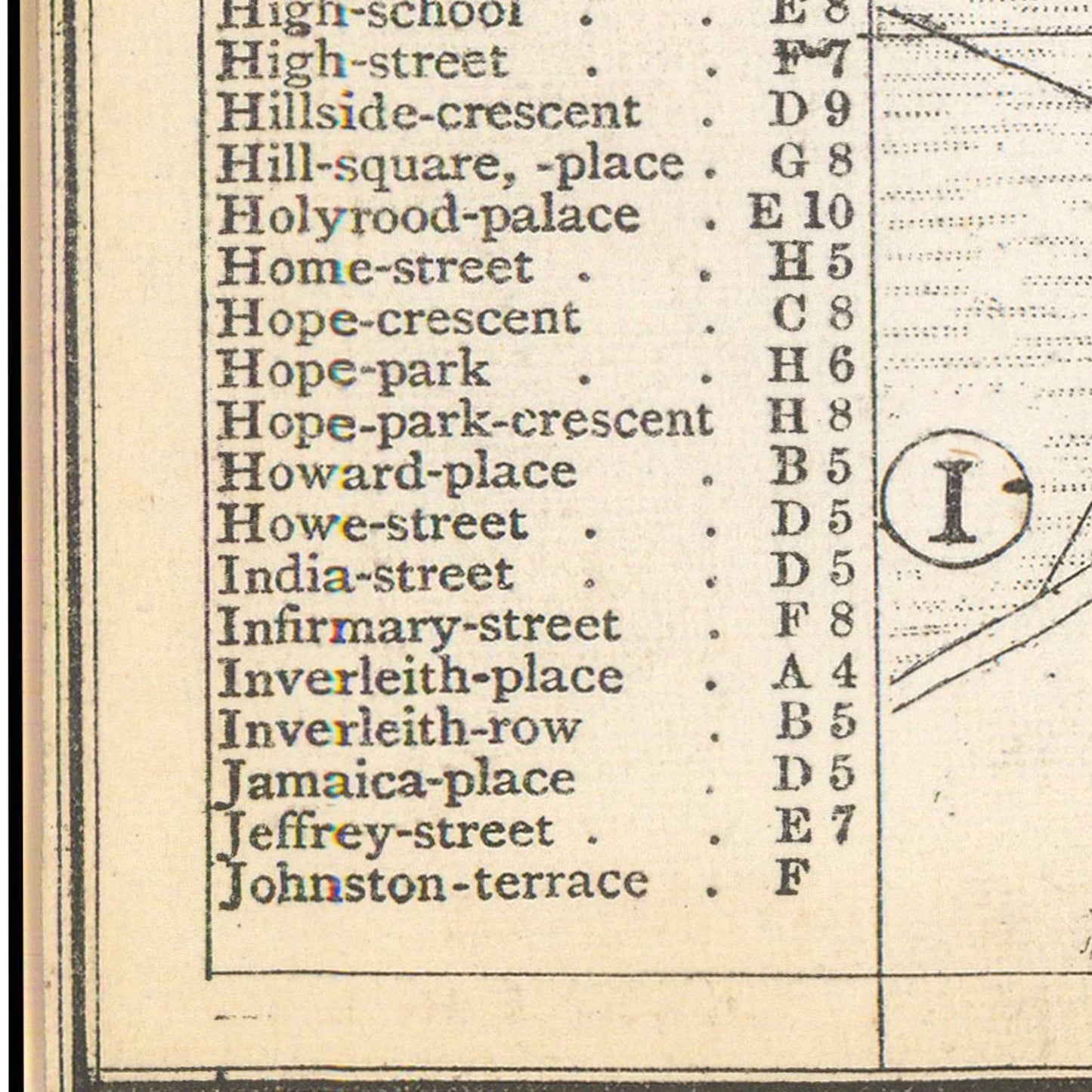 detail of the map from the bottom left corner