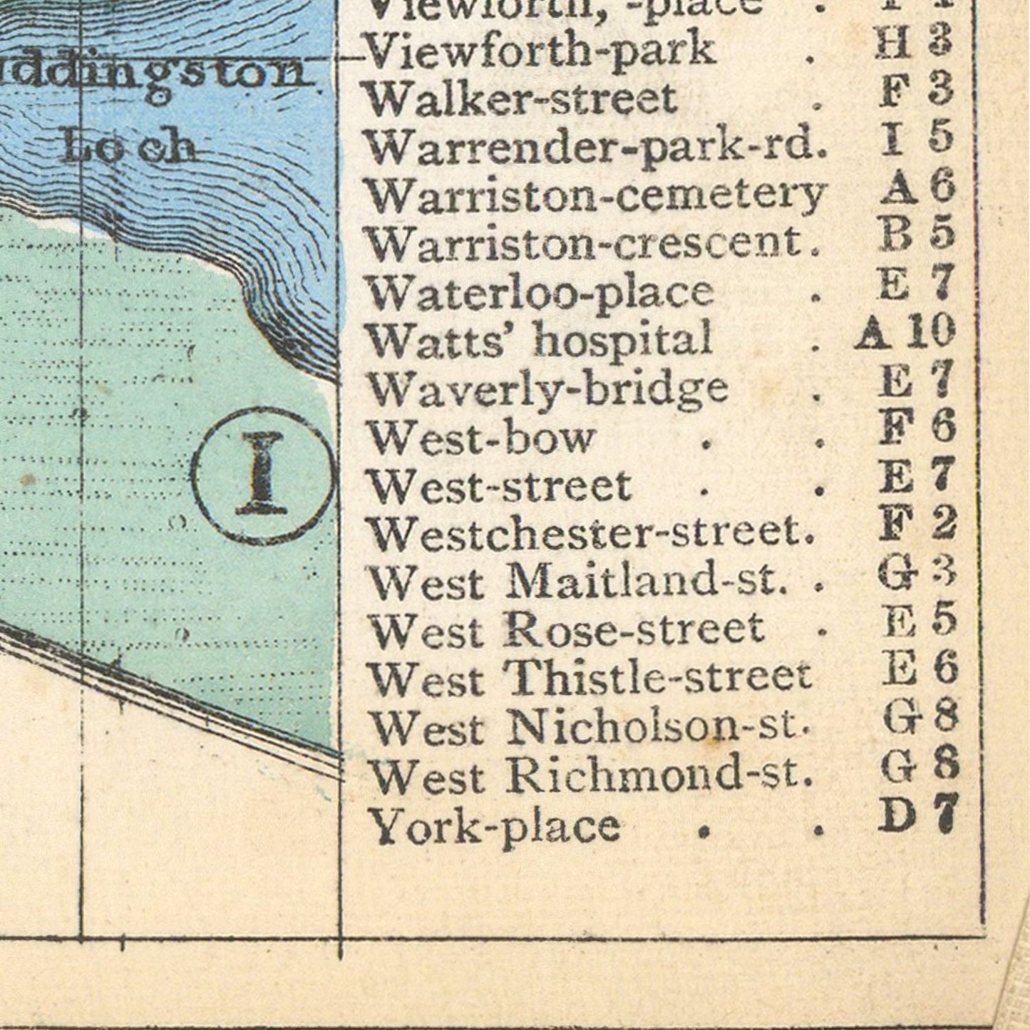 detail of the map from the bottom right corner