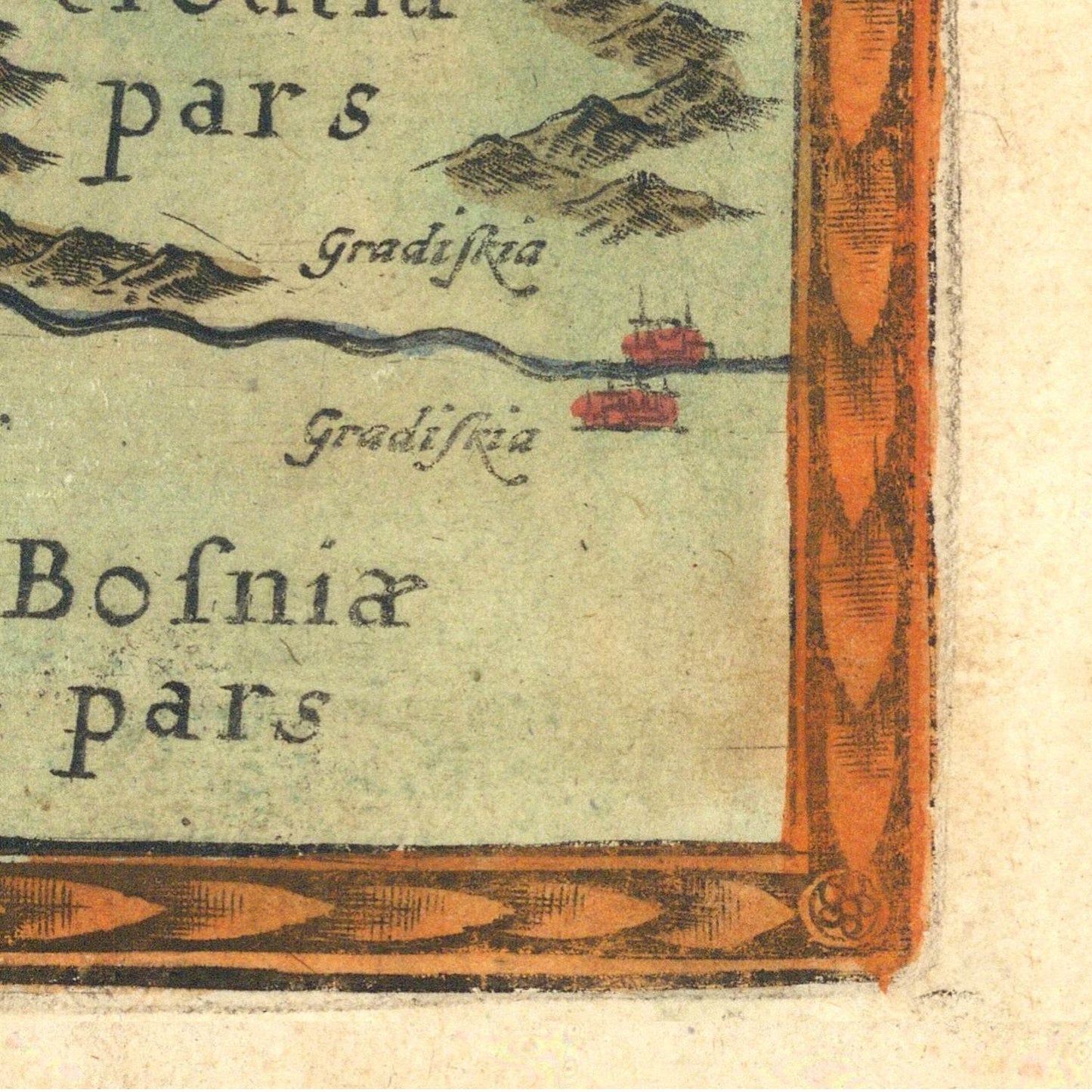 detail of the map from the bottom right corner
