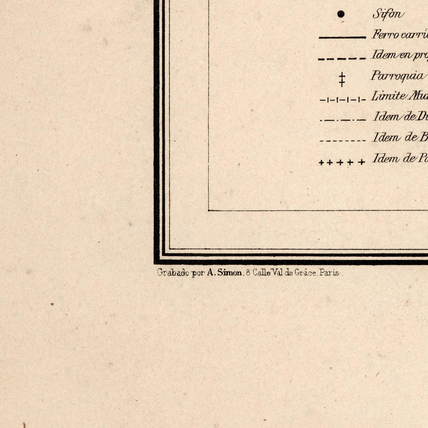 detail of the map from the bottom left corner