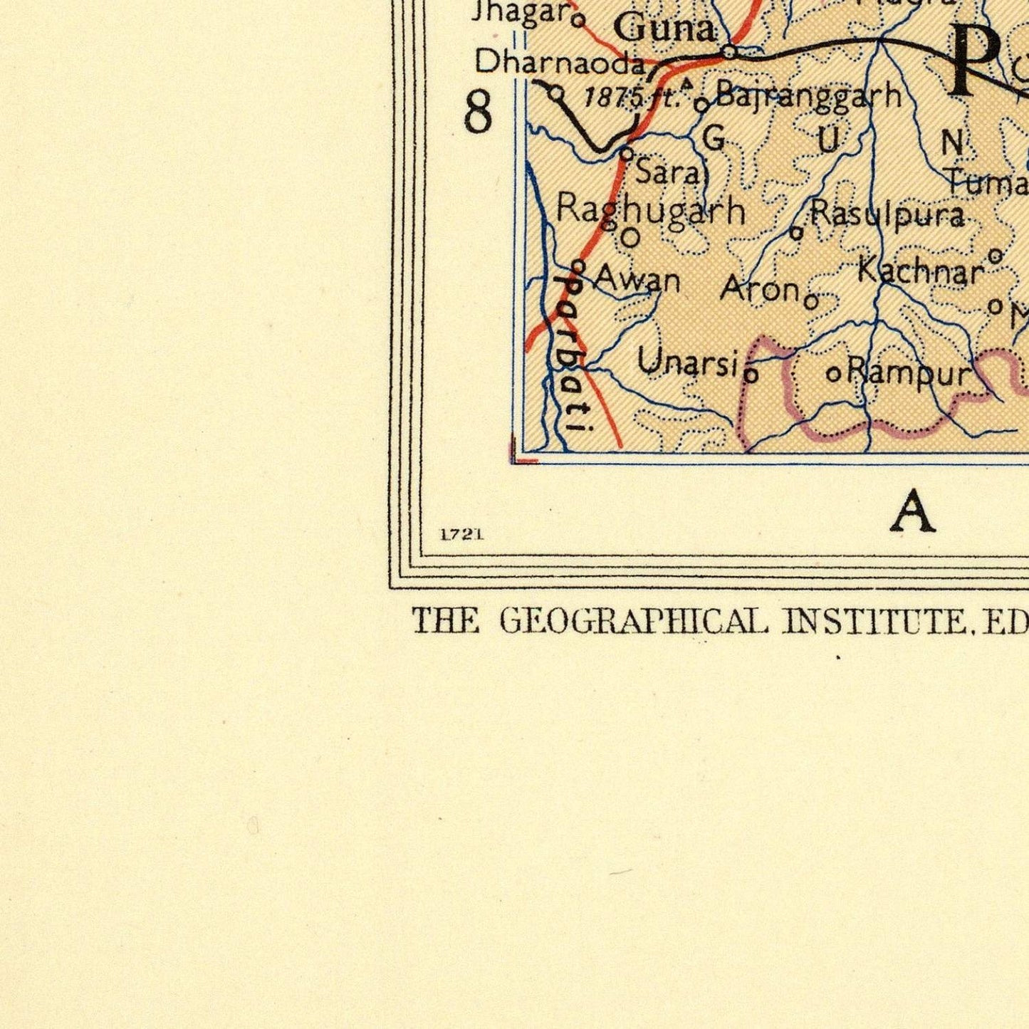 detail of the map from the bottom left corner