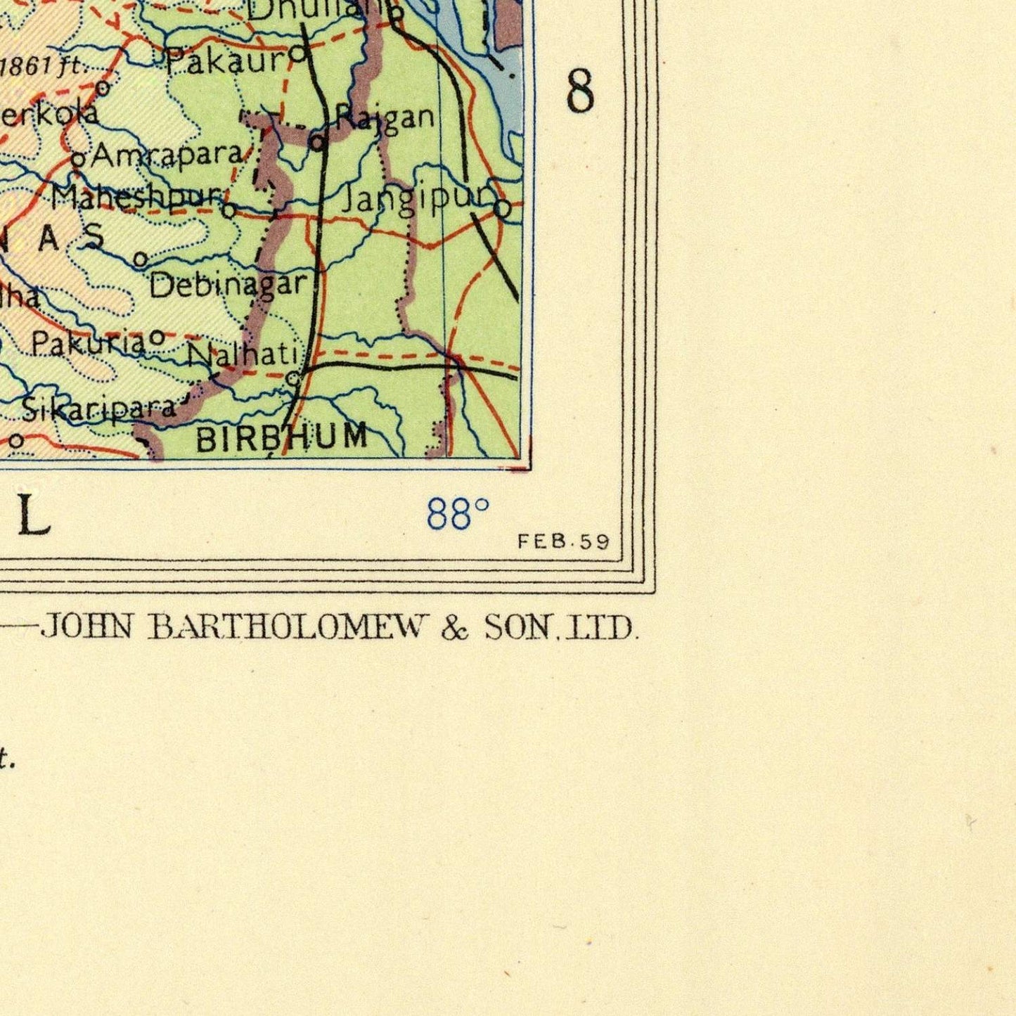 detail of the map from the bottom right corner