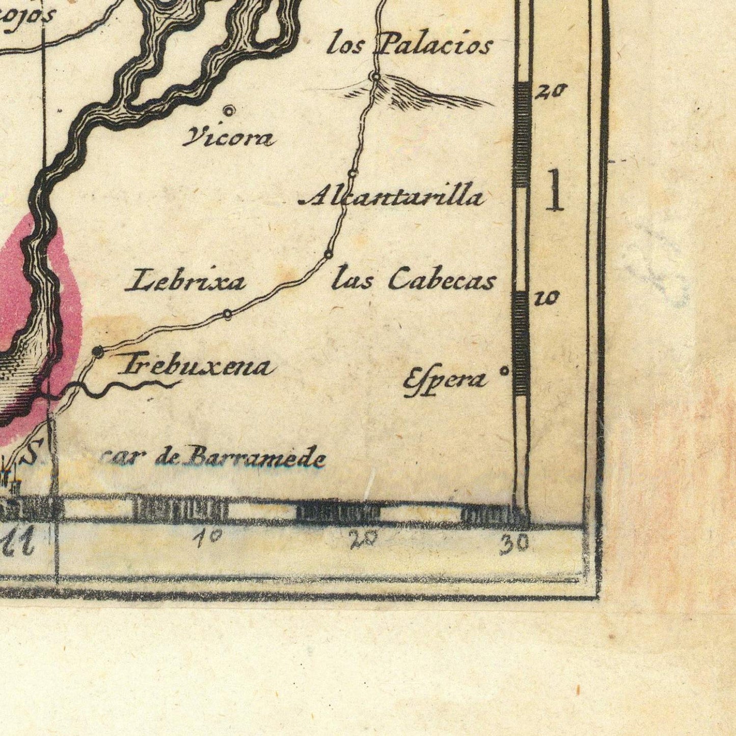 detail of the map from the bottom right corner