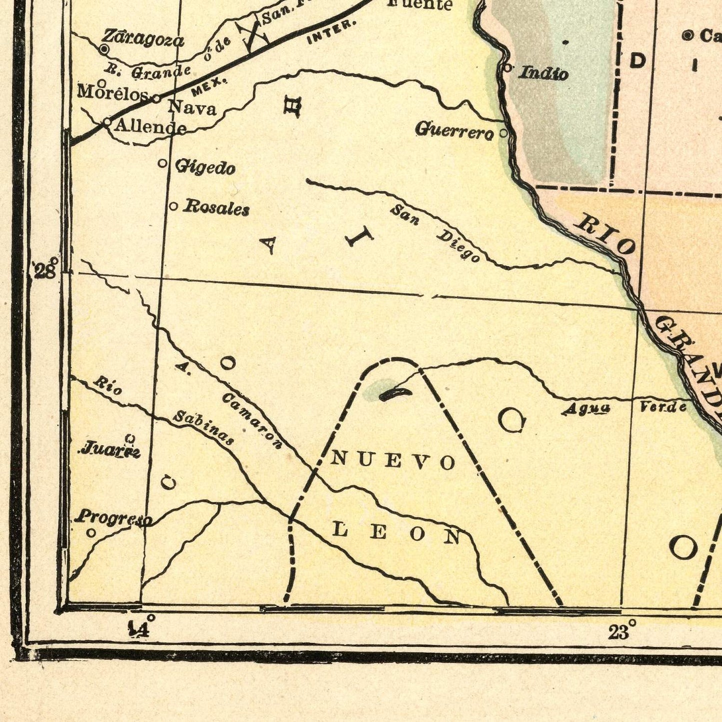 detail of the map from the bottom left corner