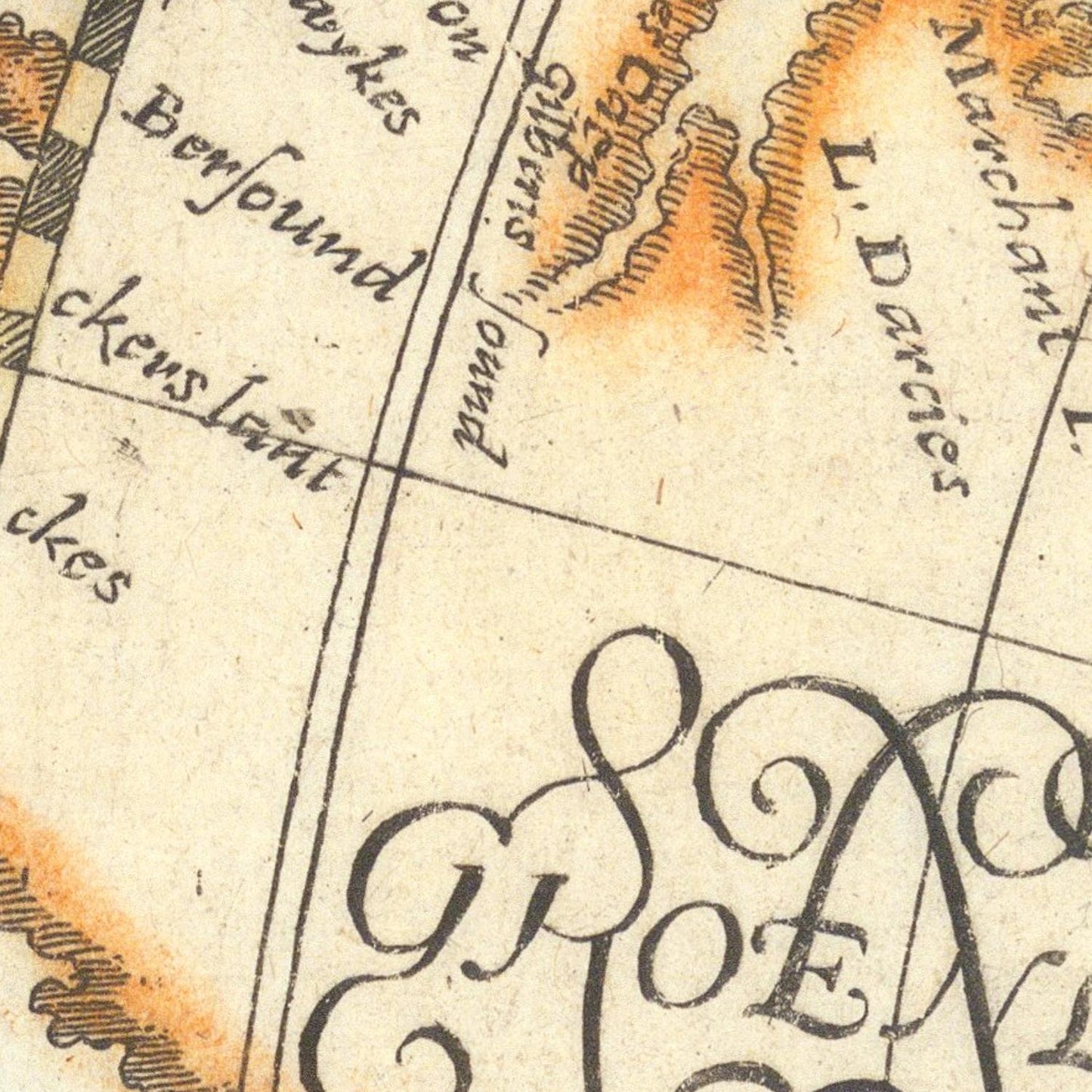 detail of the map from the centre left