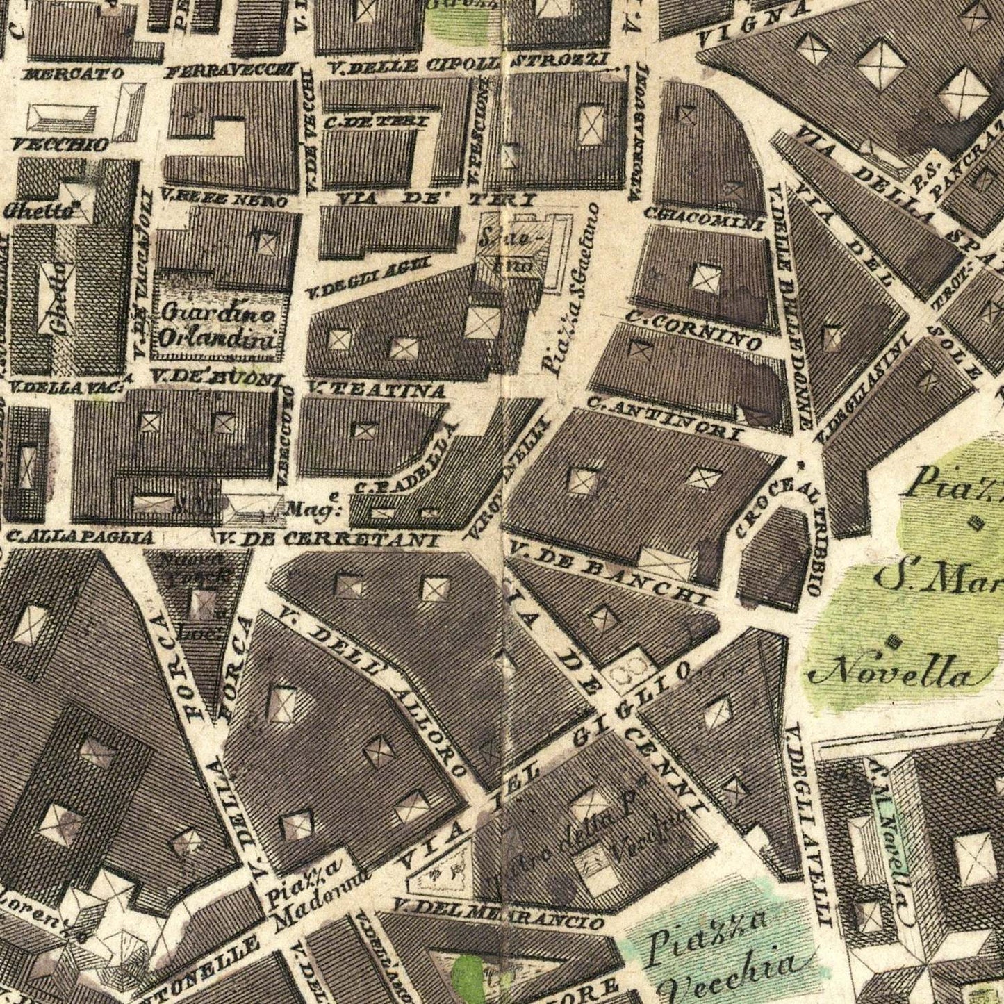 detail of the map from the centre