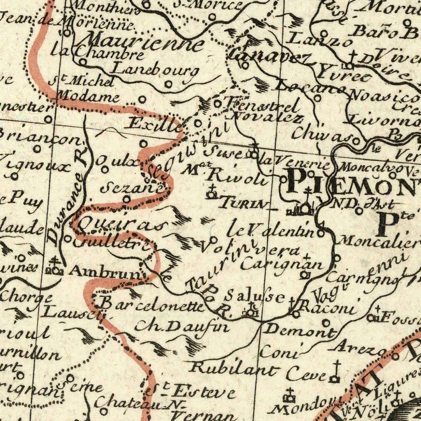 detail of the map from the centre left
