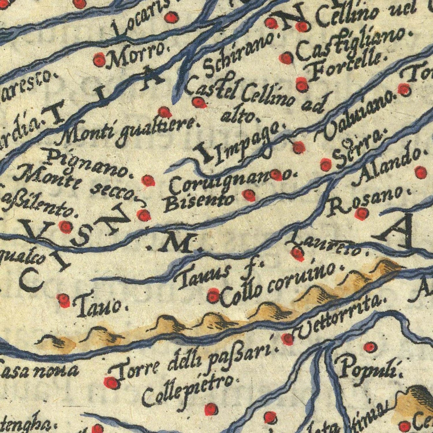detail of the map from the centre left