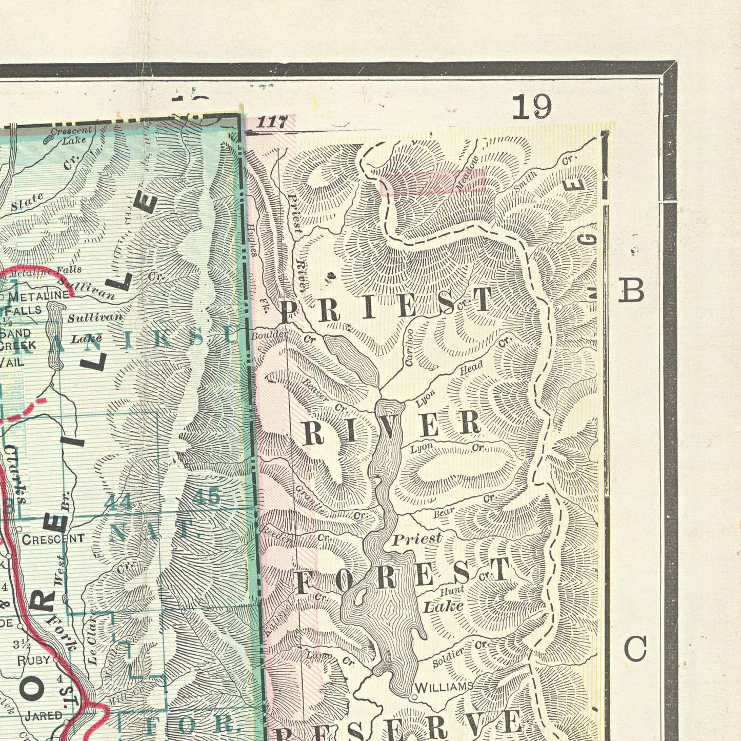 detail of the map from the top right corner