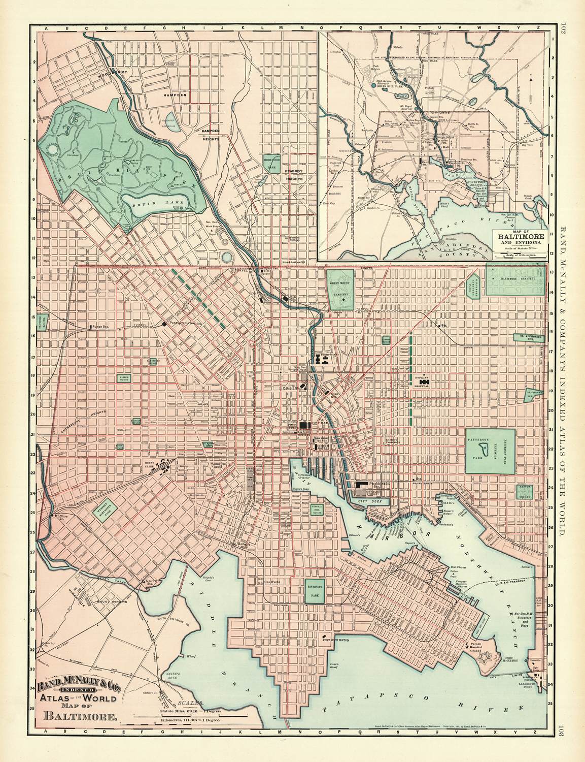 presentation of the map reproduction without a frame