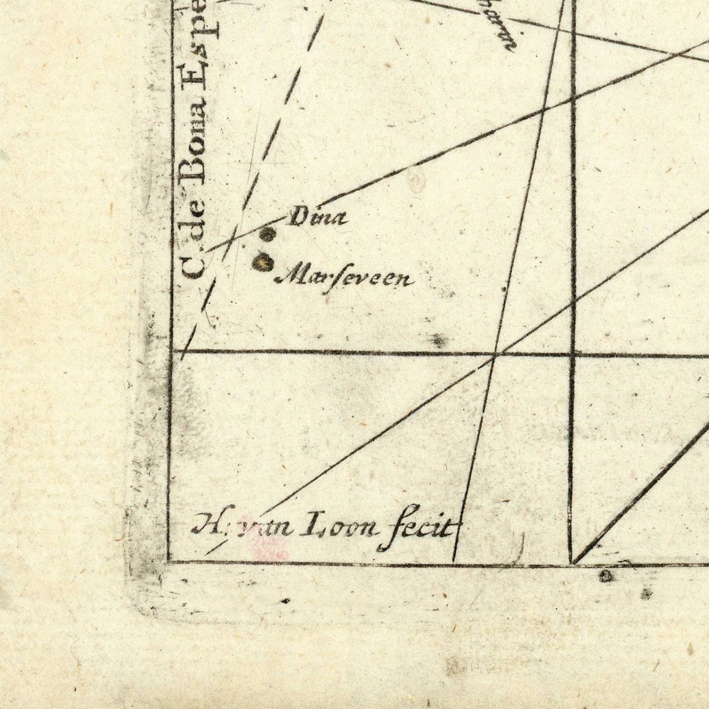 detail of the map from the bottom left corner